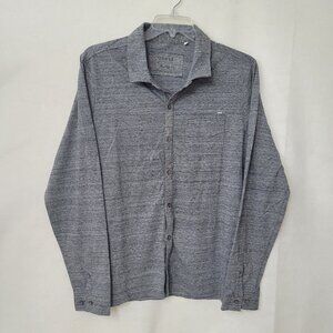 Guess Shirt Mens XL Heathered Grey Knit Long Sleeve Button Up Pocket Stretch